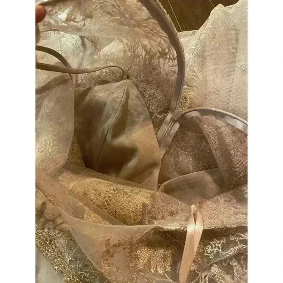 Mac Duggal Midi Dress 10 Beaded Crew Neck Illusion Long Sleeve Pink Rose $598 - Picture 15 of 16